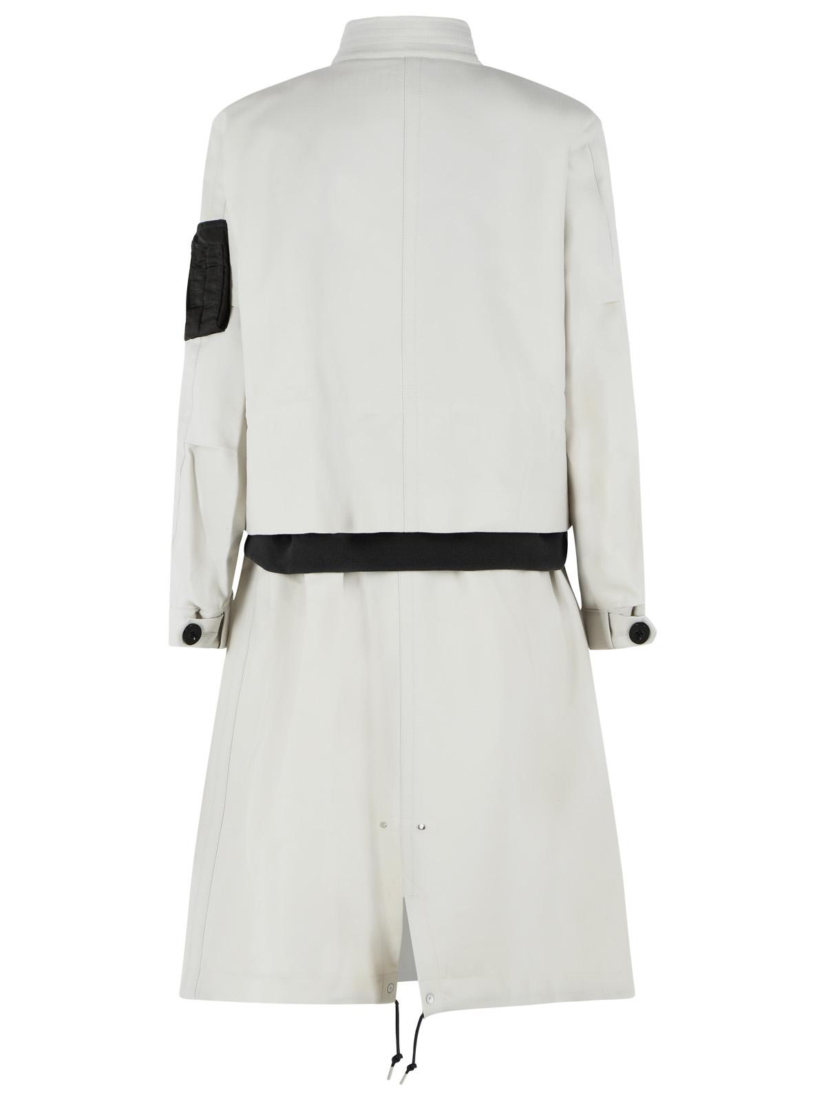 Sacai Ecru Wool Coat Women SACAI