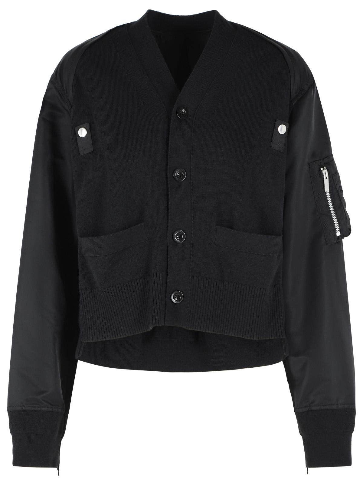 Sacai Black Cotton Blend Cardigan Women SACAI