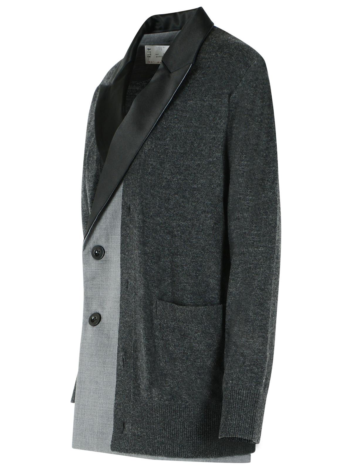 Sacai Grey Wool Cardigan Women SACAI