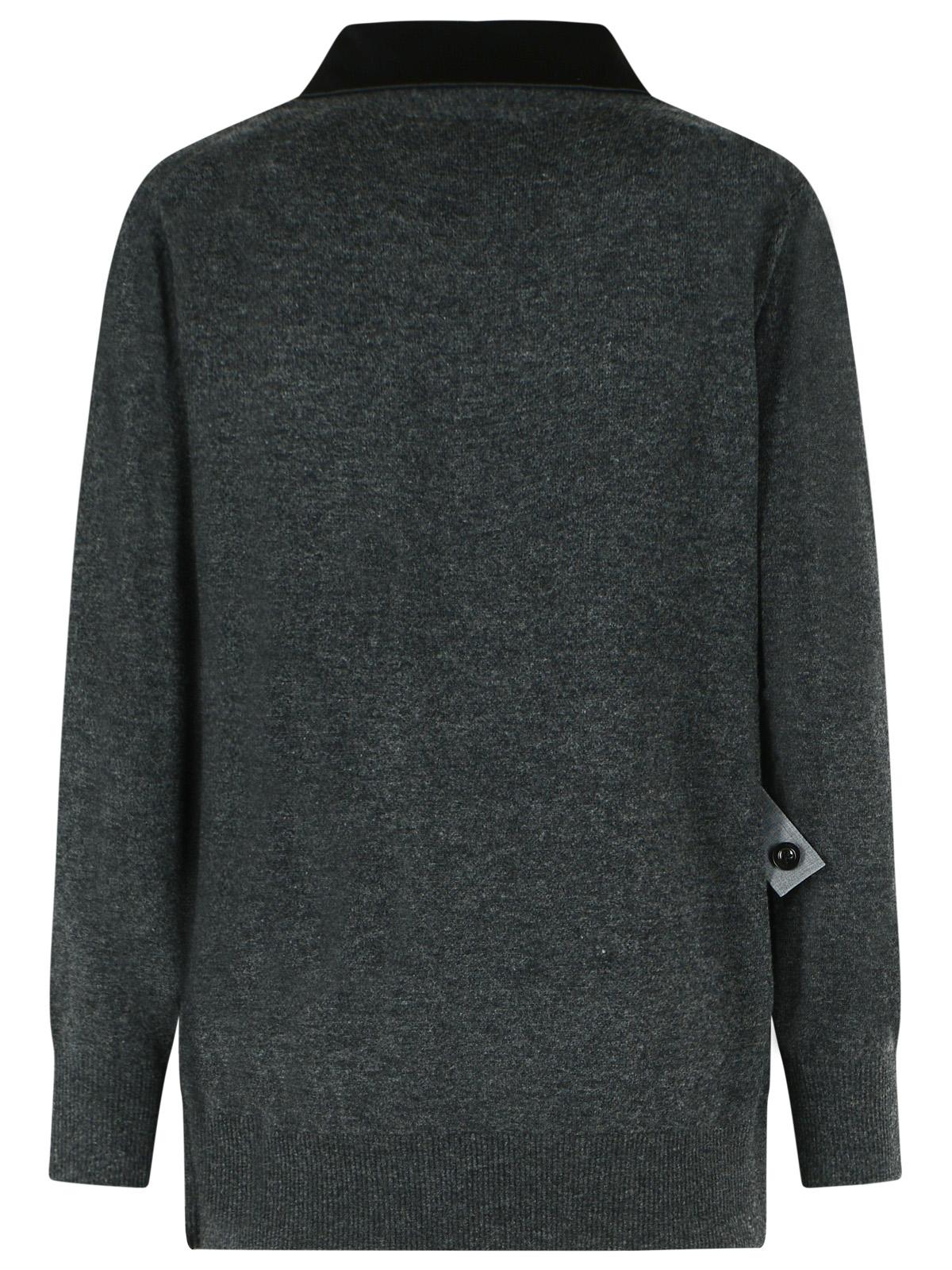 Sacai Grey Wool Cardigan Women SACAI