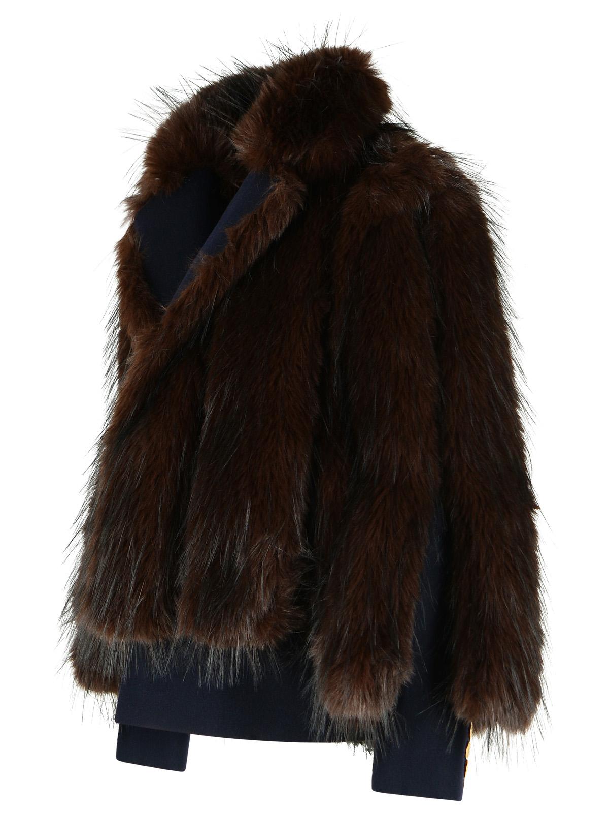Sacai Brown Faux Fur Coat Women SACAI