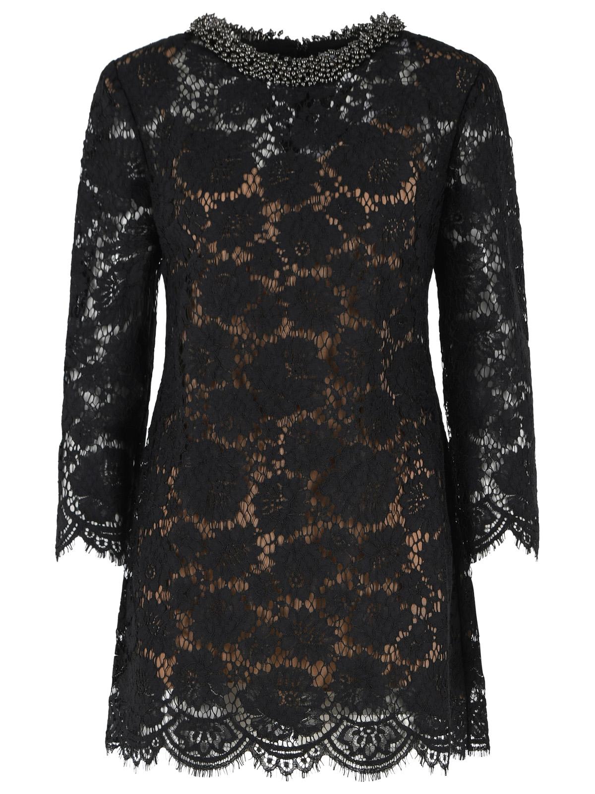 Self Portrait Black Cotton Blend Mini Dress Women SELF-PORTRAIT