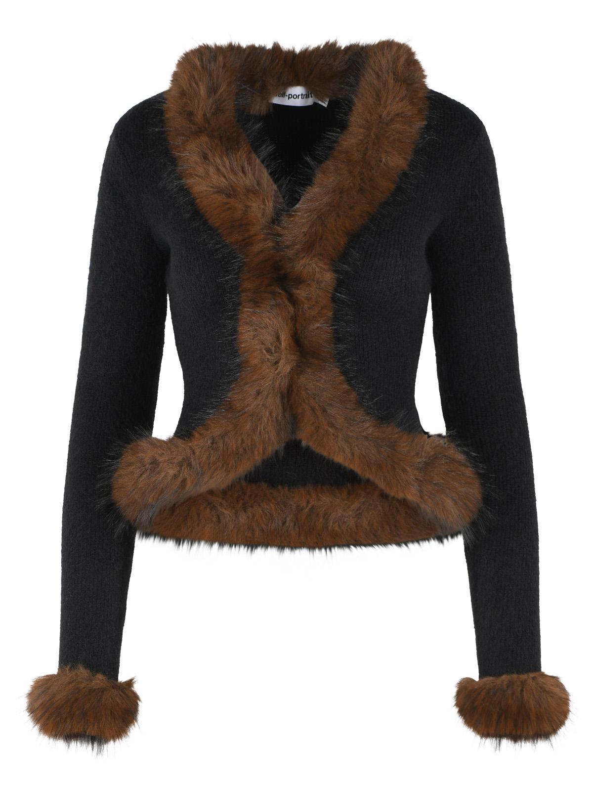 Self Portrait Black Alpaca Blend Cardigan Women SELF-PORTRAIT