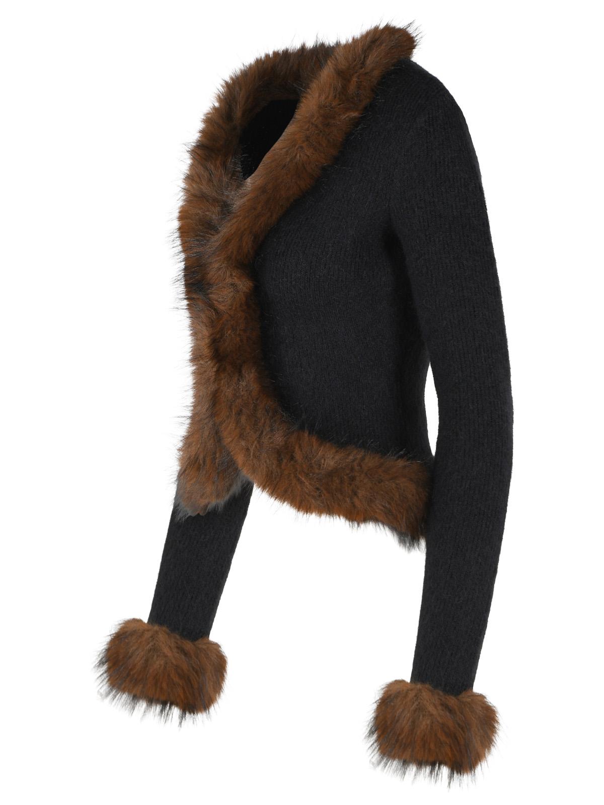Self Portrait Black Alpaca Blend Cardigan Women SELF-PORTRAIT