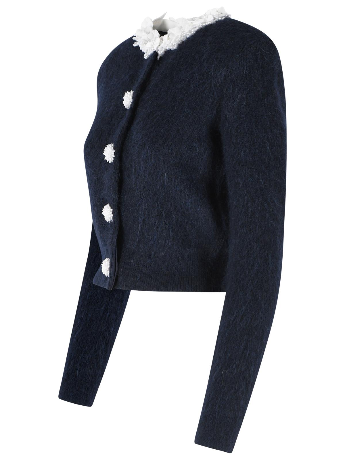Self Portrait 'Flower' Navy Alpaca Blend Cardigan Women SELF-PORTRAIT