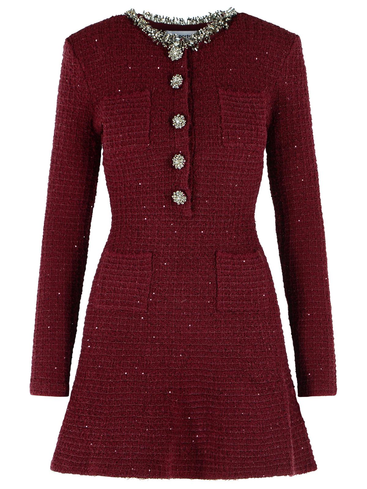 Self Portrait Burgundy Cotton Blend Mini Dress Women SELF-PORTRAIT