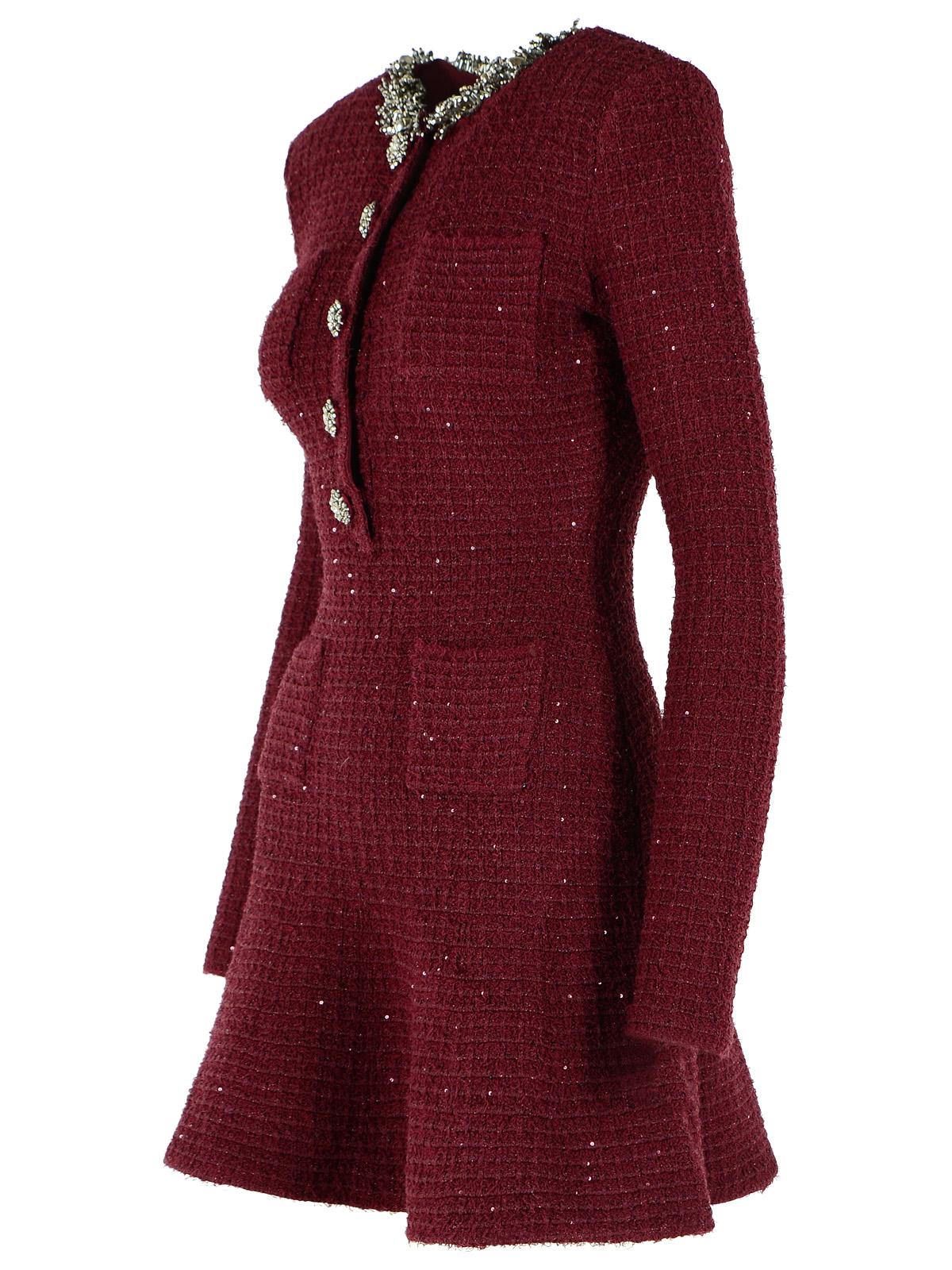 Self Portrait Burgundy Cotton Blend Mini Dress Women SELF-PORTRAIT