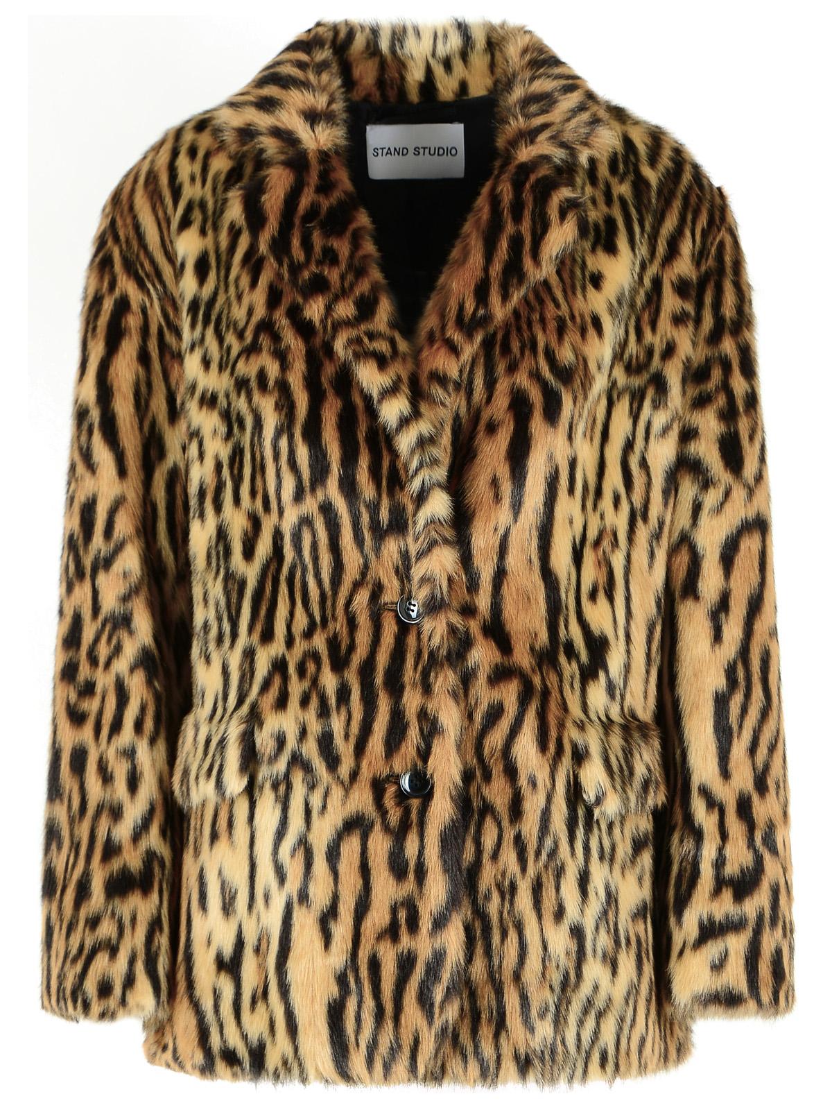 Stand Studio 'Emmie' Leopard Print Faux Fur Blazer Women STAND STUDIO