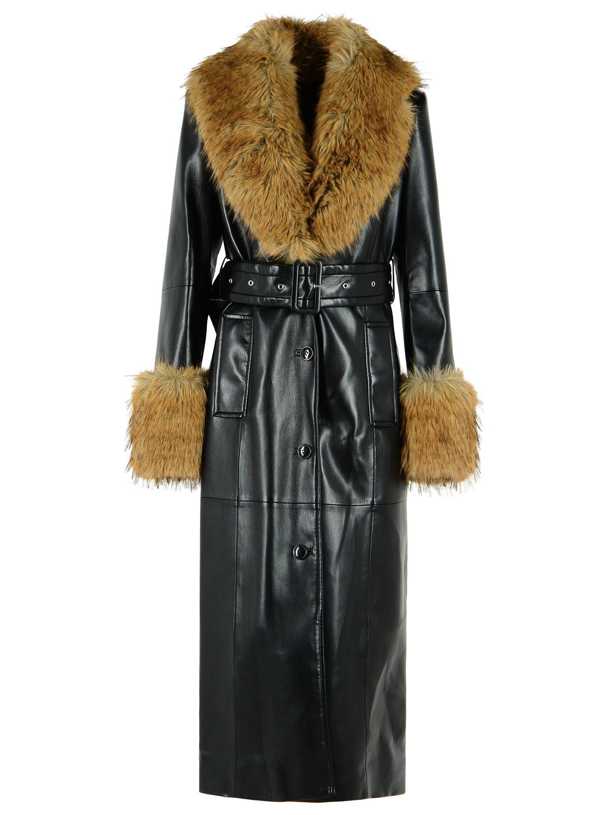 Stand Studio 'Estella' Black Faux Leather Trench Coat Women STAND STUDIO