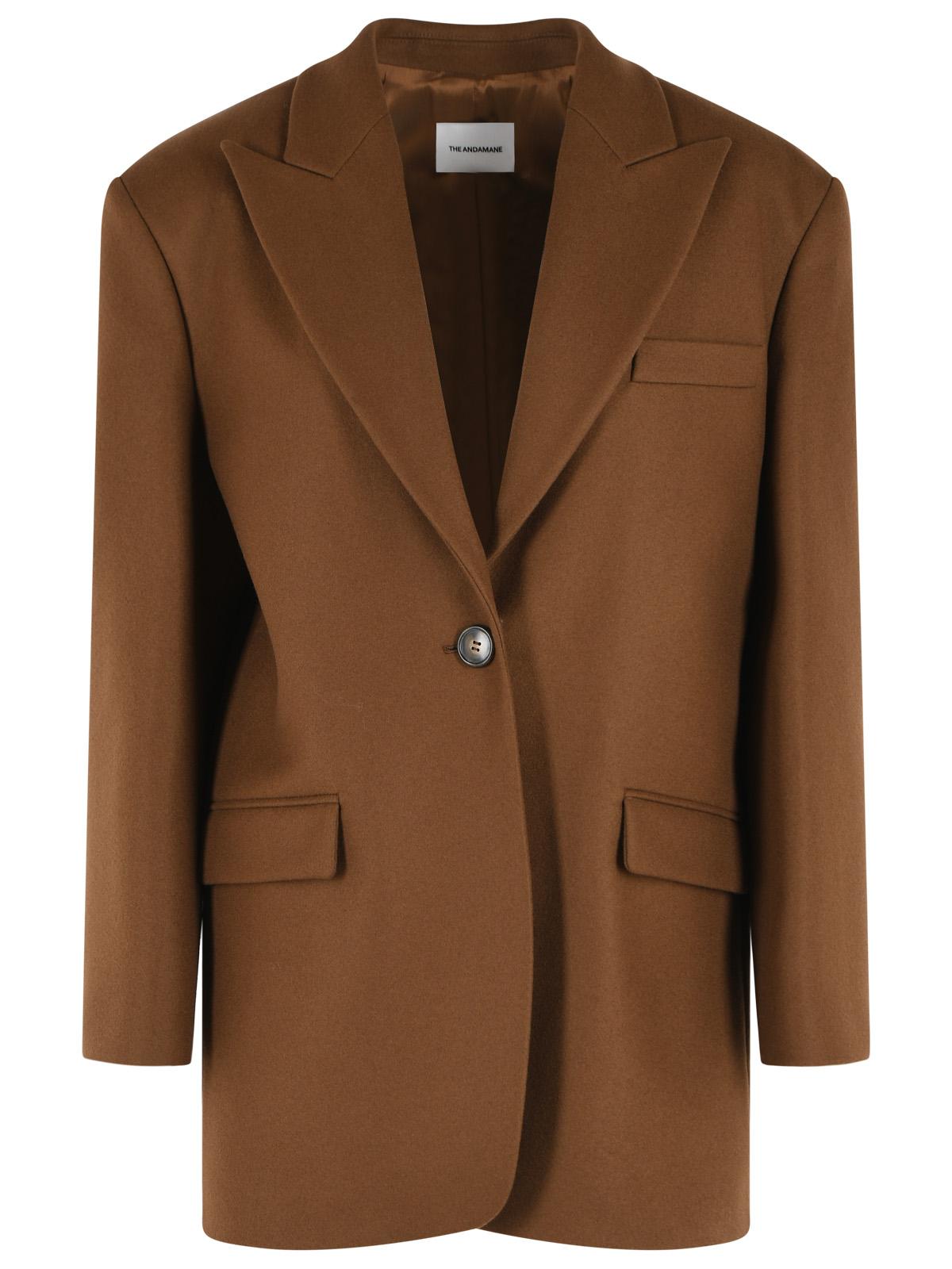 The Andamane 'Teresa' Oversize Brown Virgin Wool Blazer Women THE ANDAMANE