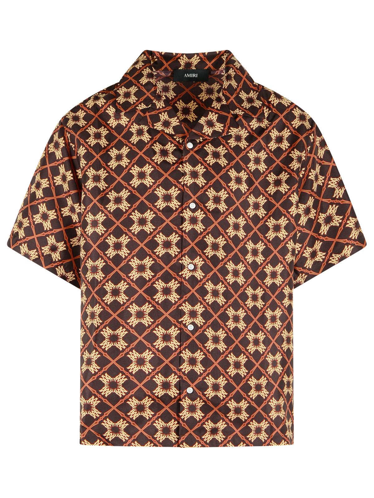 Amiri 'Ma Quad' Brown Silk Shirt Men AMIRI