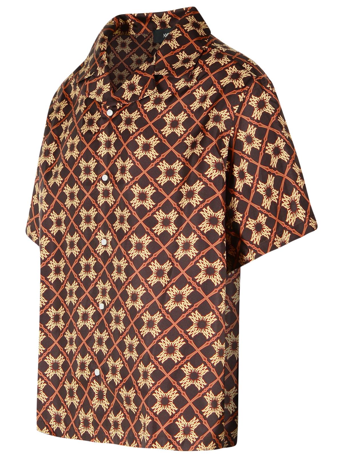 Amiri 'Ma Quad' Brown Silk Shirt Men AMIRI