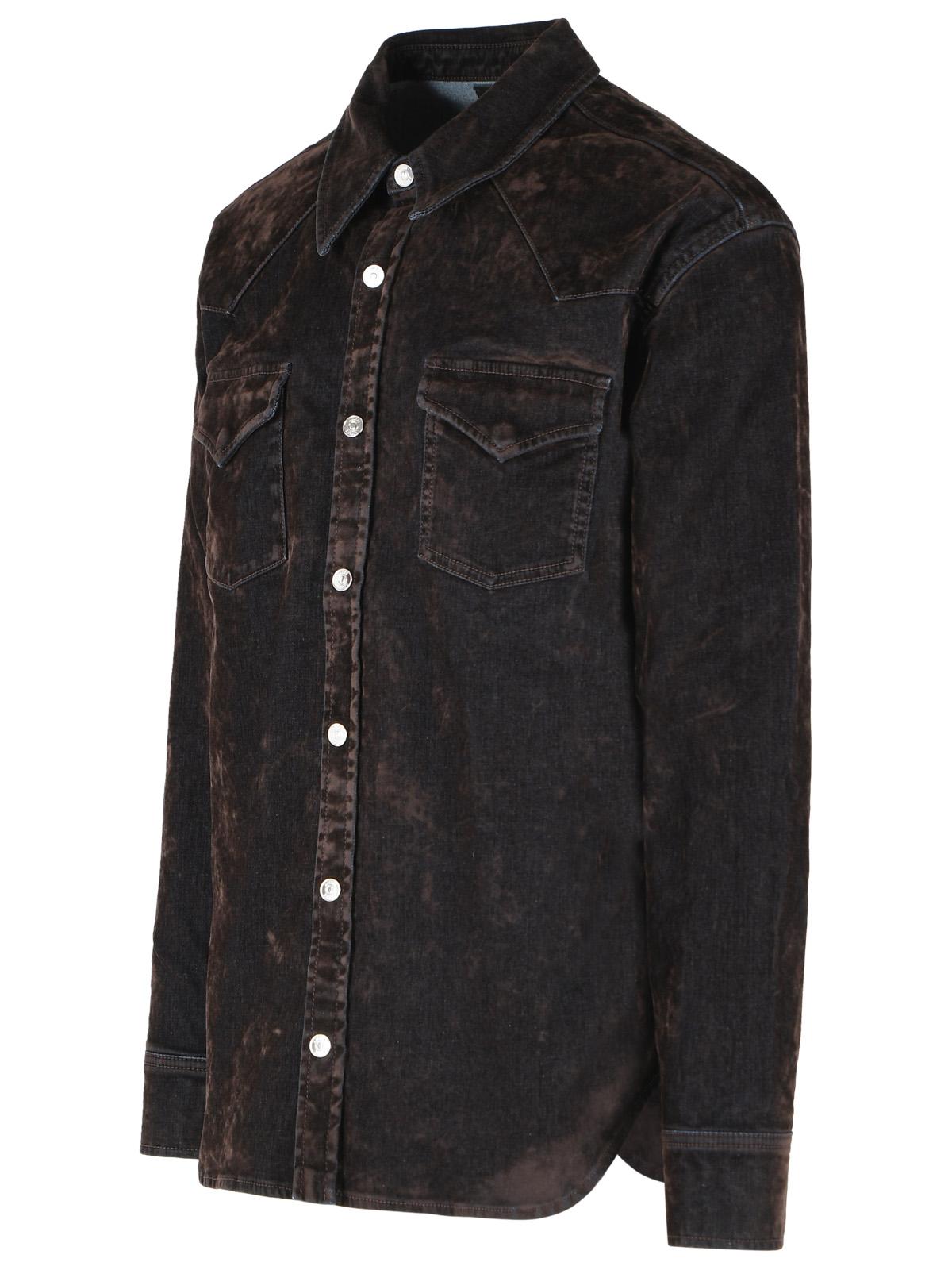 Amiri Brown Flocked Inj Denim Shirt Men AMIRI
