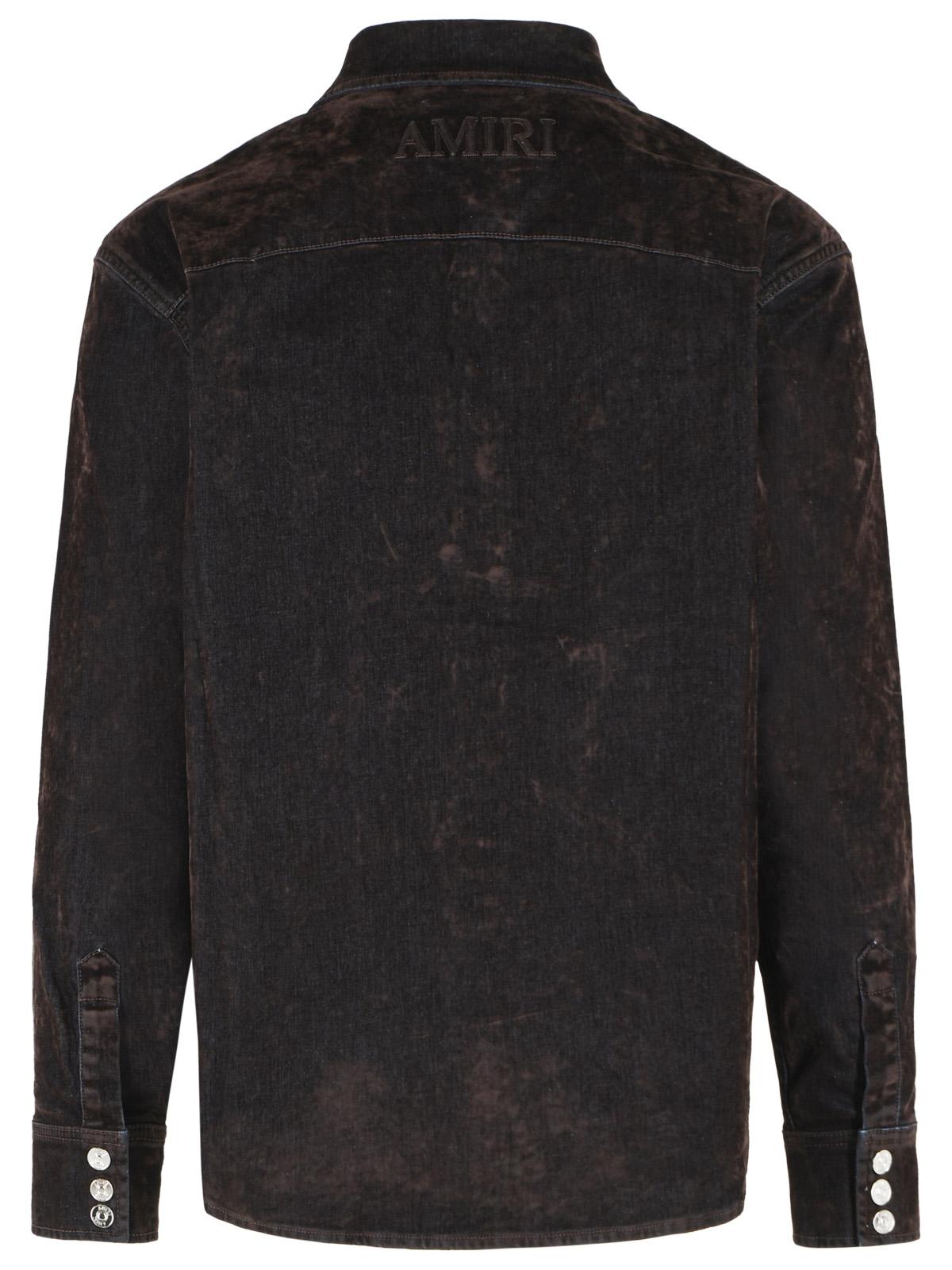Amiri Brown Flocked Inj Denim Shirt Men AMIRI