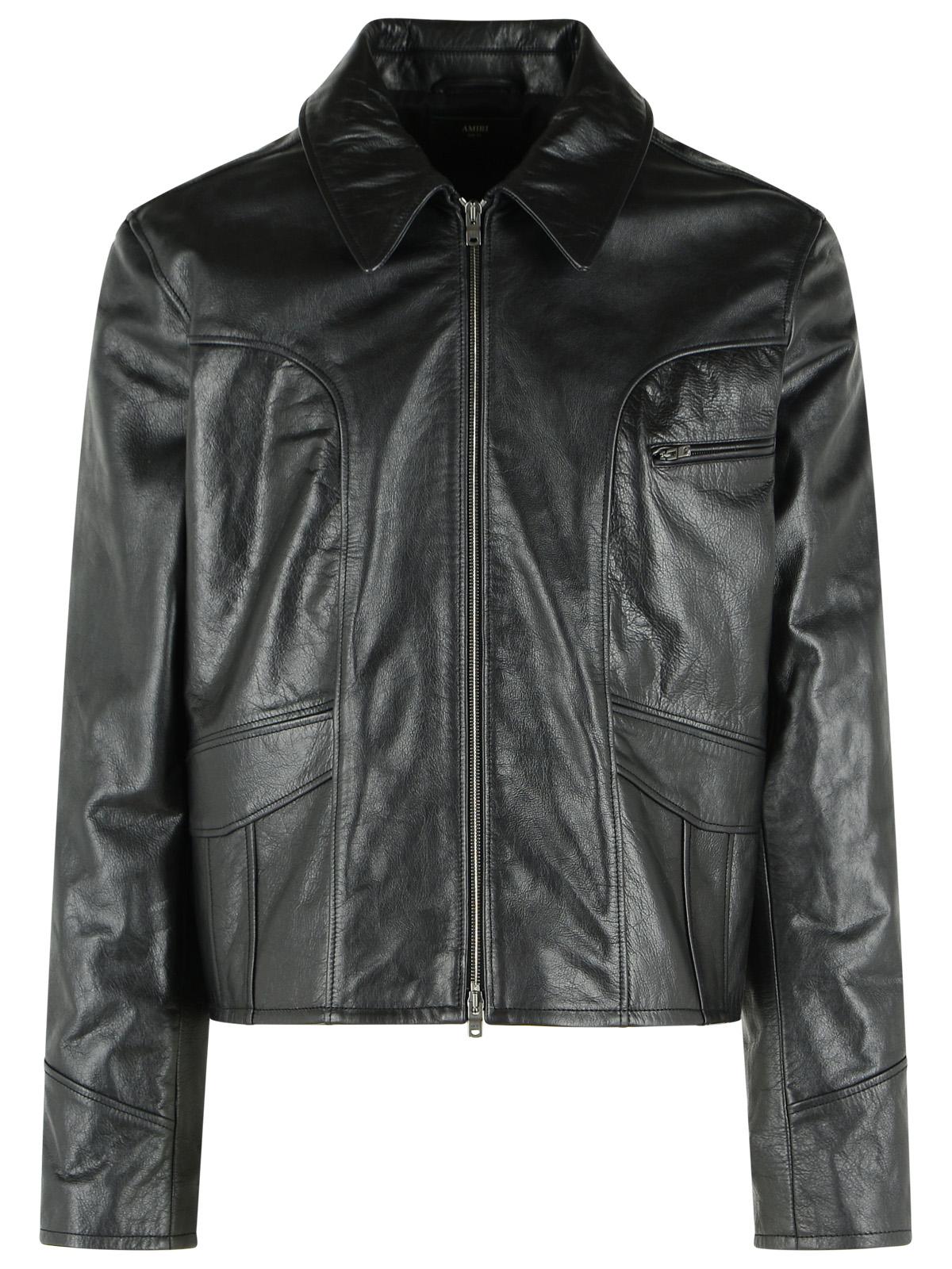 Amiri Black Leather Jacket Men AMIRI