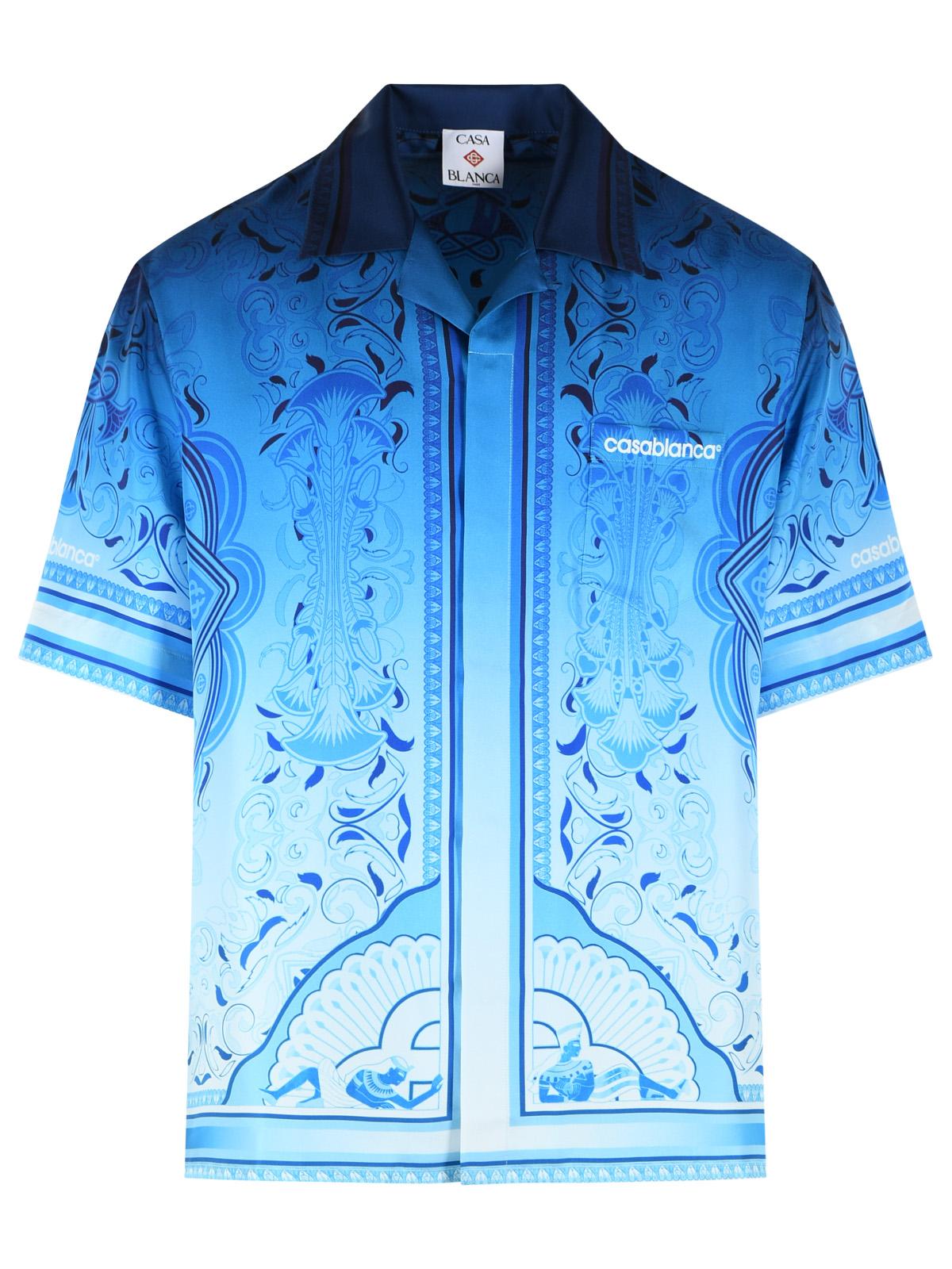 Casablanca 'Egyption Rug' Light Blue Silk Shirt Men CASABLANCA