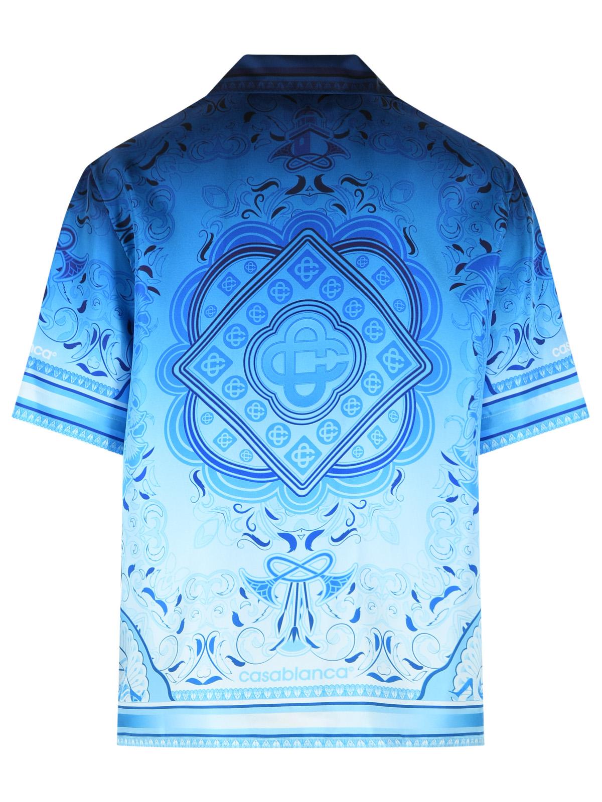 Casablanca 'Egyption Rug' Light Blue Silk Shirt Men CASABLANCA