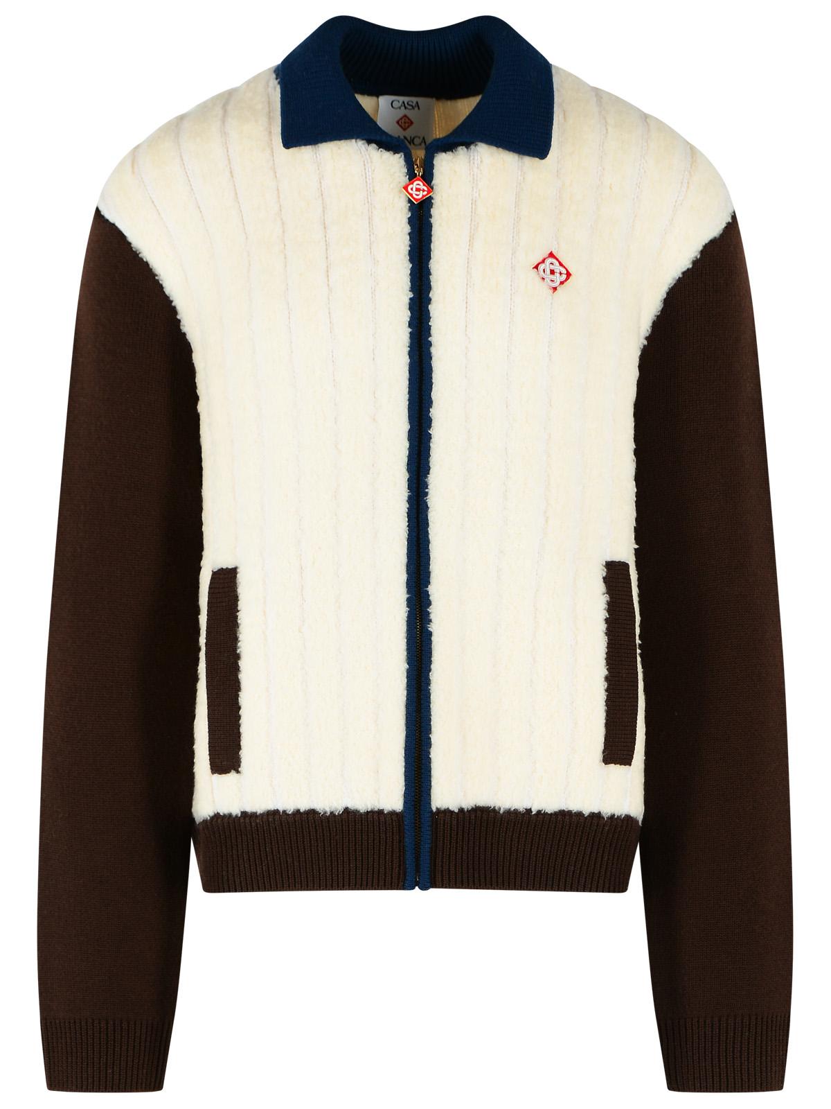 Casablanca Café Culture White Wool Fleece Jacket Men CASABLANCA