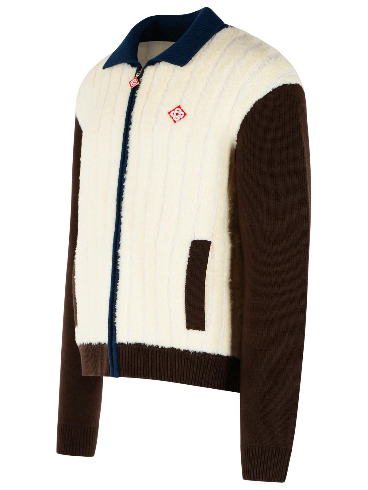 Casablanca Café Culture White Wool Fleece Jacket Men CASABLANCA