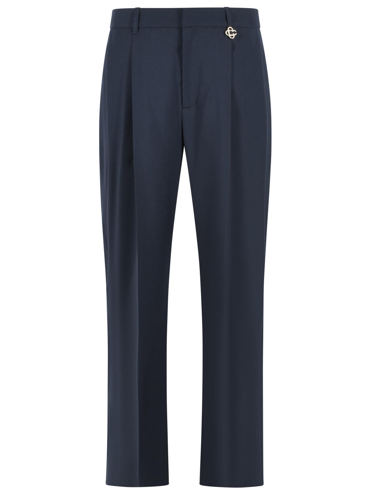 Casablanca 'Pleated' Blue Wool Pants Men CASABLANCA
