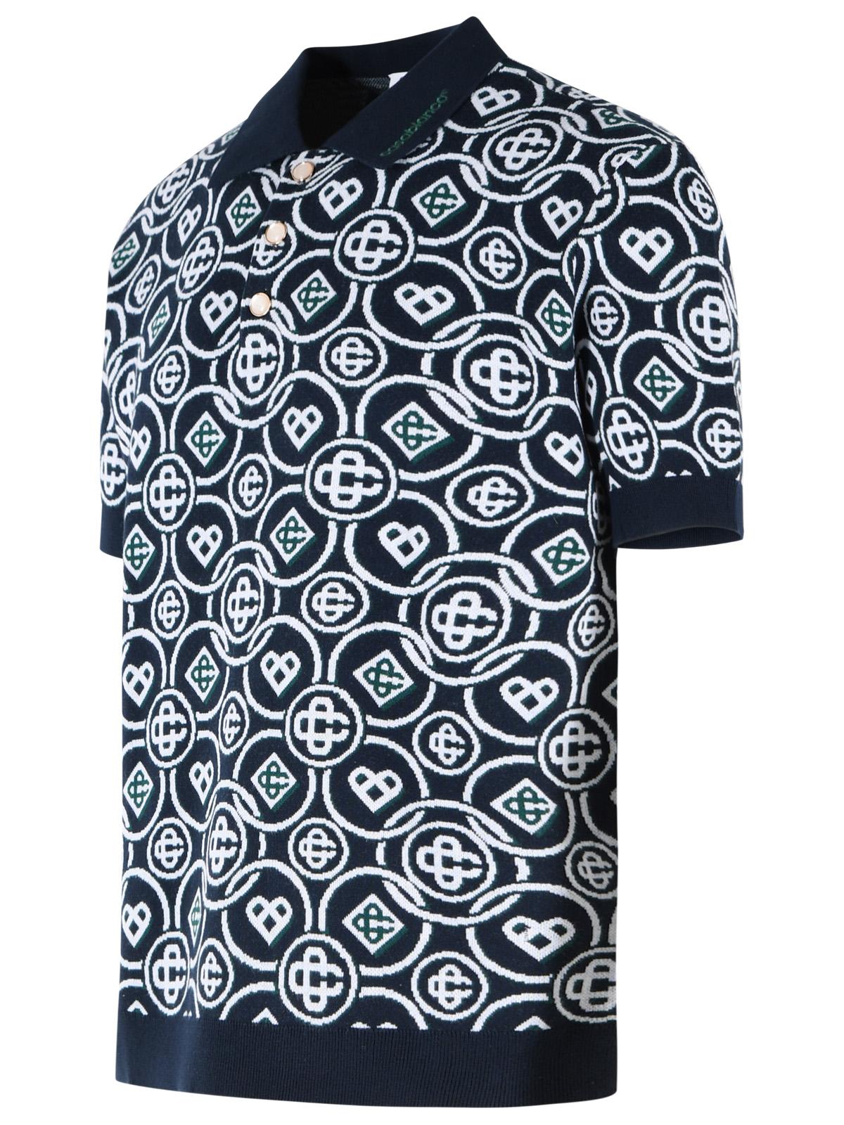 Casablanca 'Cc Monogram' Navy Cotton Polo Shirt Men CASABLANCA