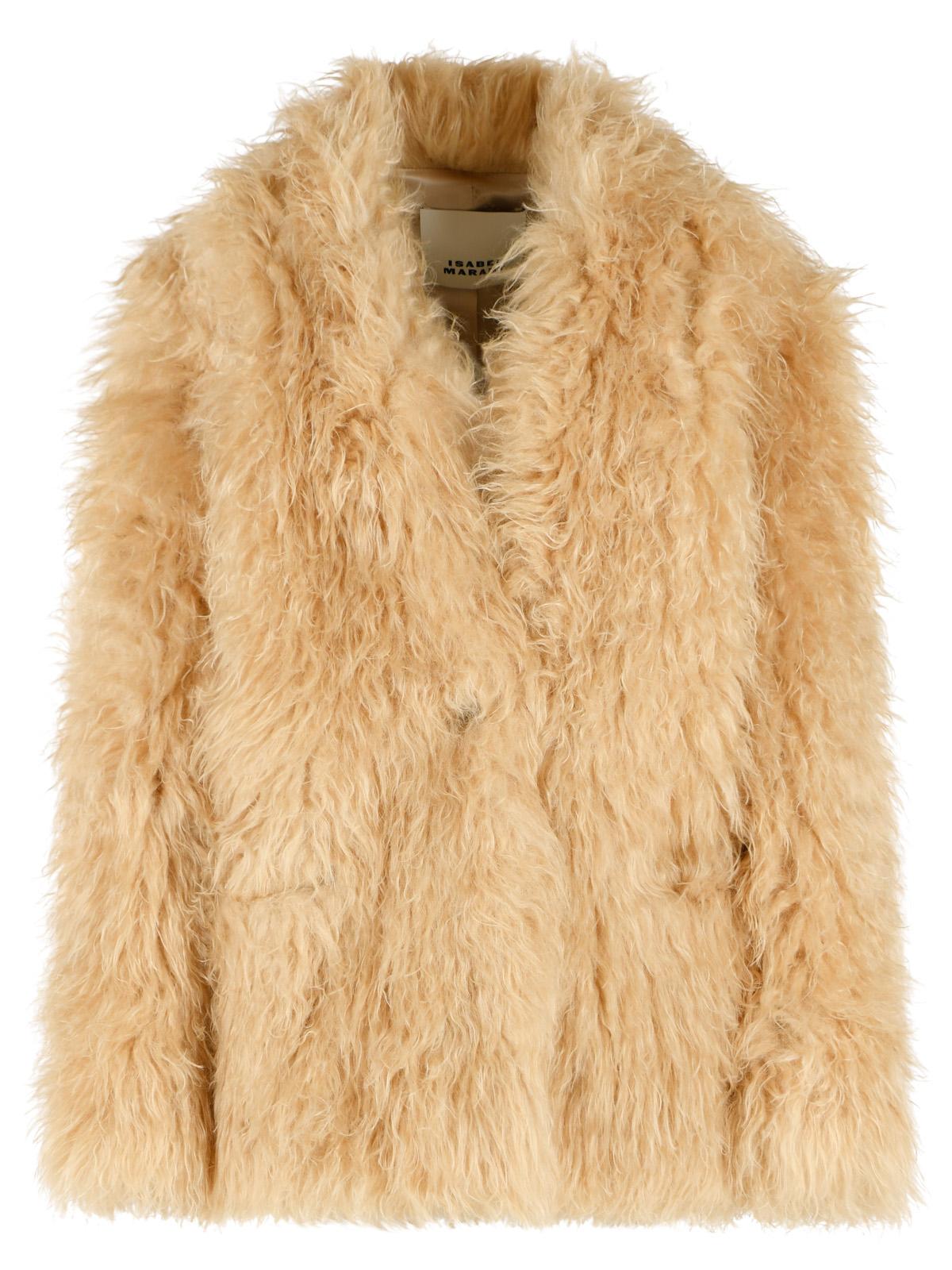 Isabel Marant 'Mylae' Beige Polyester Fur Coat Women ISABEL MARANT