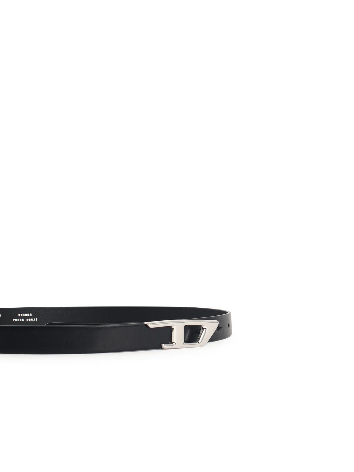 Diesel 'B-D Logo 2.0' Black Leather Belt Women DIESEL