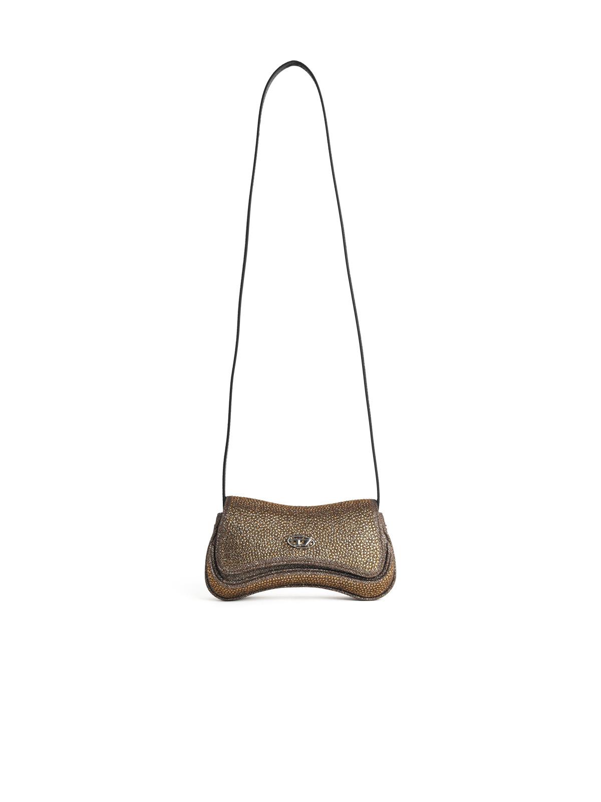 Diesel 'Play' Small Crossbody Bag In Gold Polyester Blend Women DIESEL