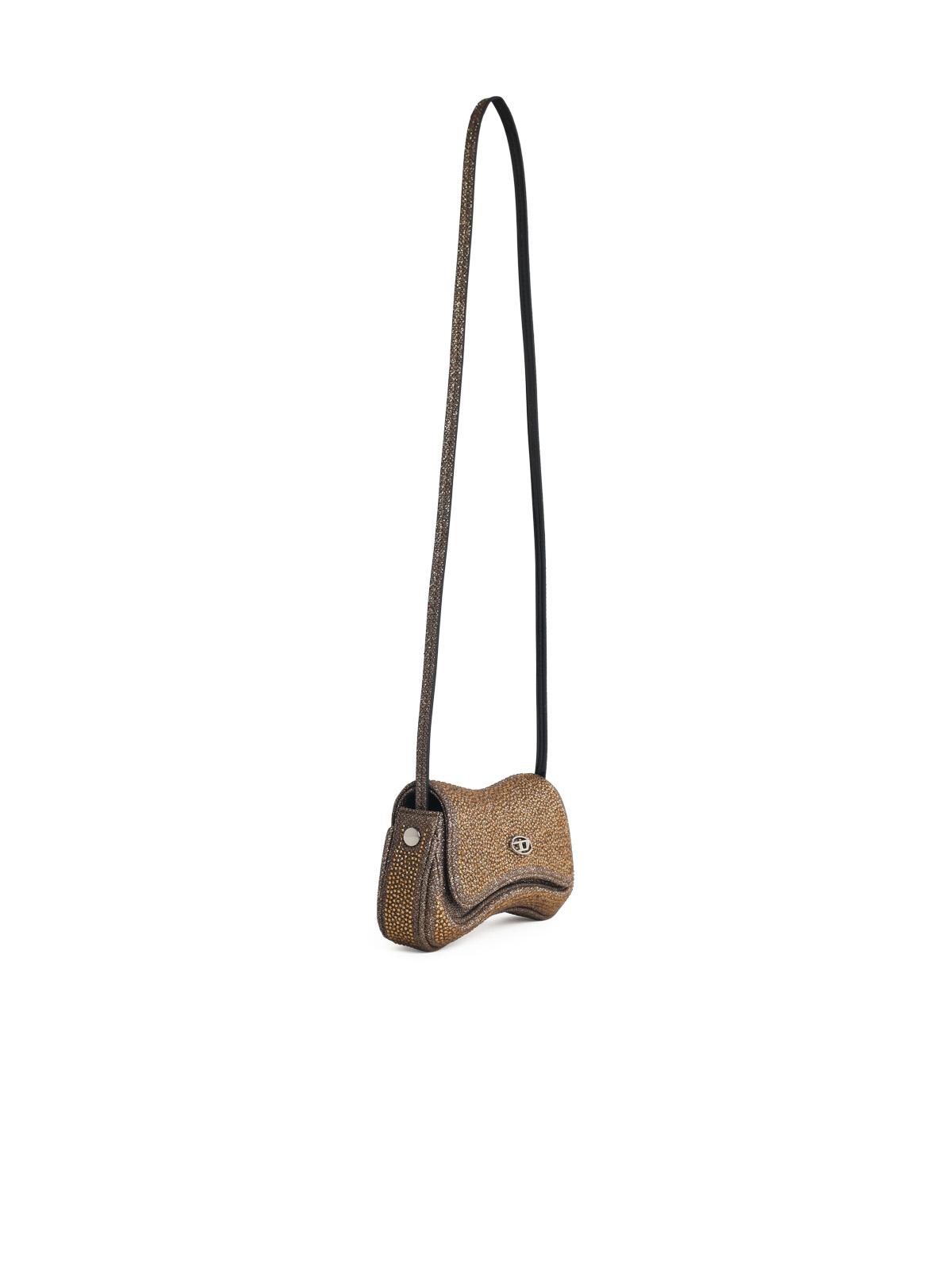 Diesel 'Play' Small Crossbody Bag In Gold Polyester Blend Women DIESEL