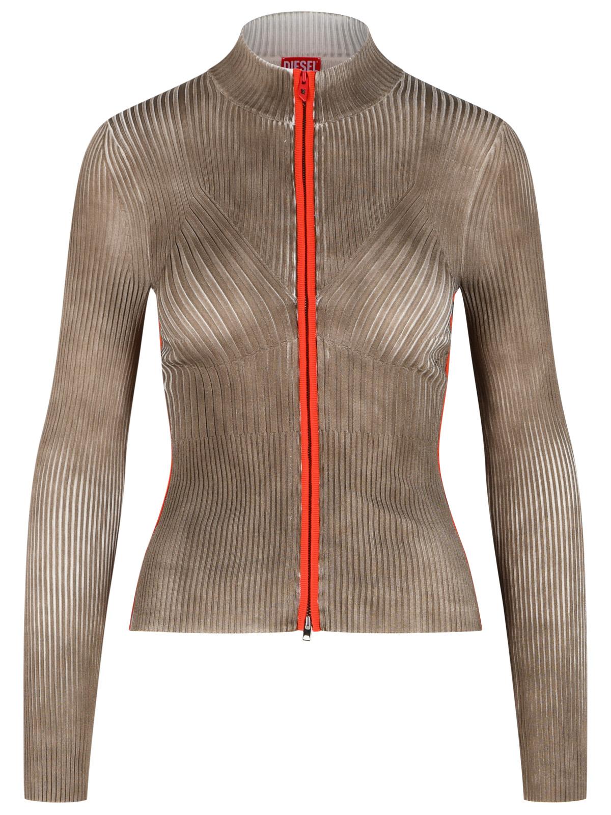 Diesel 'Sarma' Ribbed Cardigan In Red/Brown Rayon Blend Women DIESEL