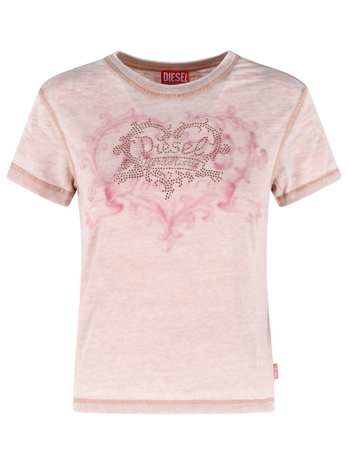 Diesel 'Ila' Pink Cotton Blend T-Shirt Women DIESEL