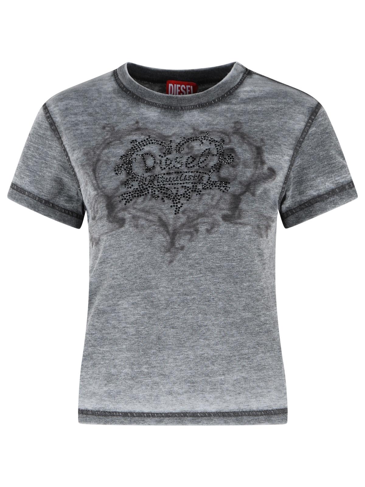 Diesel 'Ila' Grey Cotton Blend T-Shirt Women DIESEL