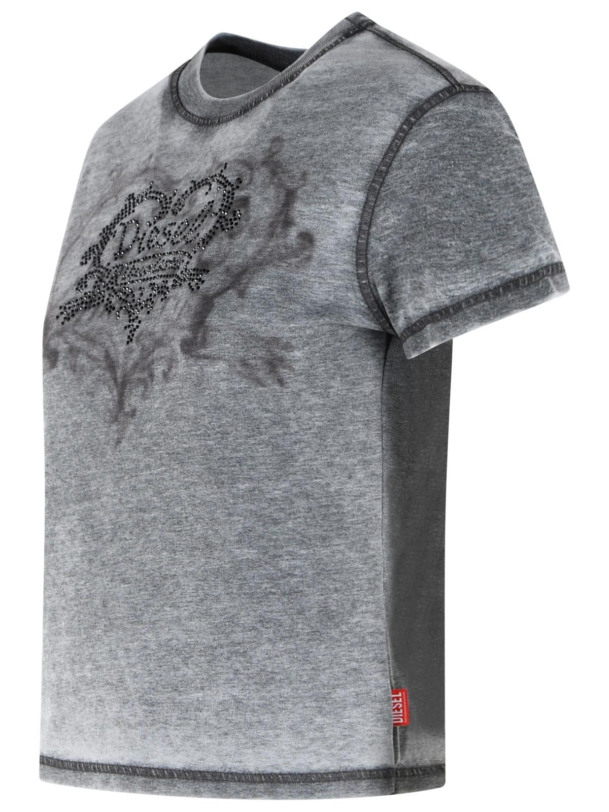 Diesel 'Ila' Grey Cotton Blend T-Shirt Women DIESEL