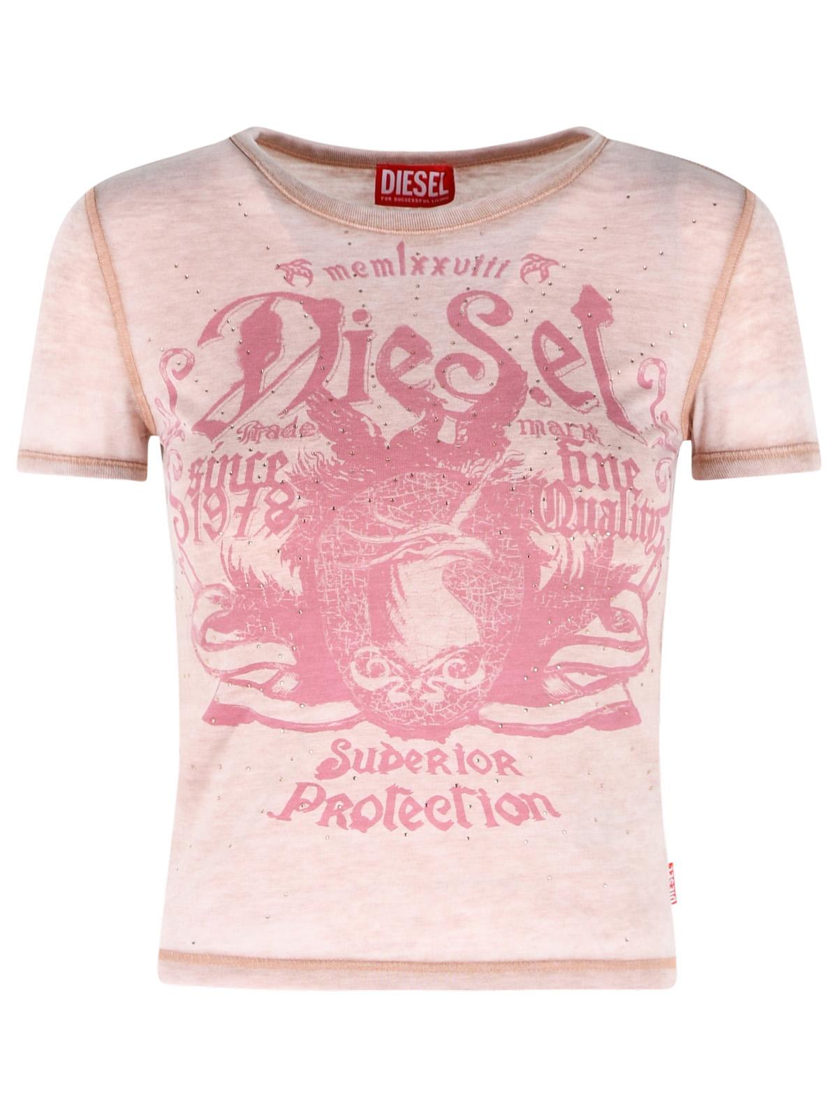 Diesel Pink Cotton Blend Jersey T-Shirt Women DIESEL