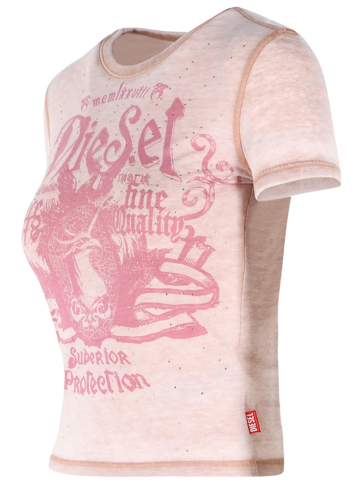 Diesel Pink Cotton Blend Jersey T-Shirt Women DIESEL
