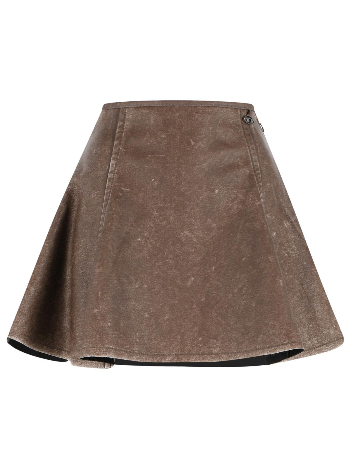 Diesel 'Erina' Brown Faux Leather Miniskirt Women DIESEL