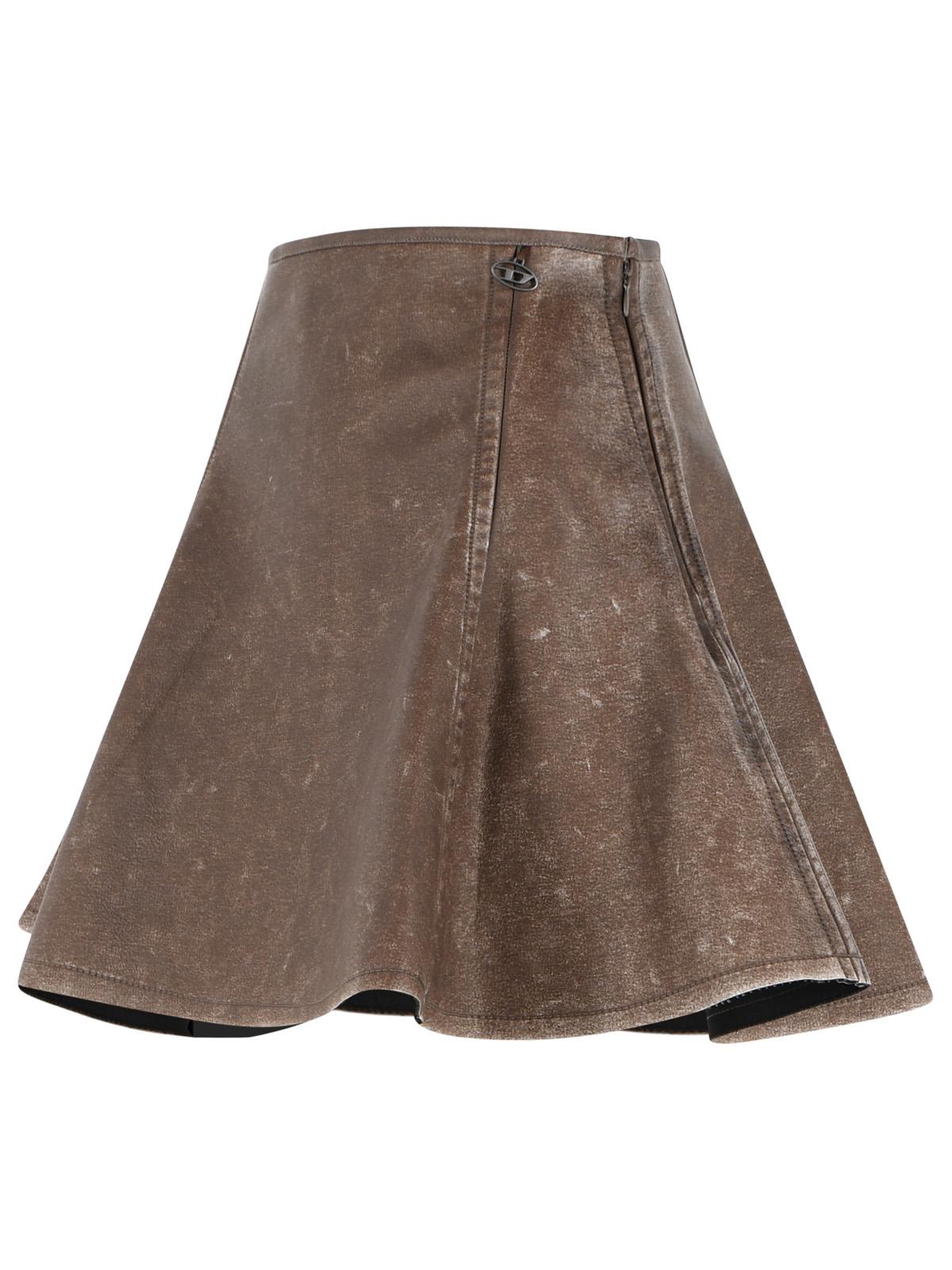 Diesel 'Erina' Brown Faux Leather Miniskirt Women DIESEL