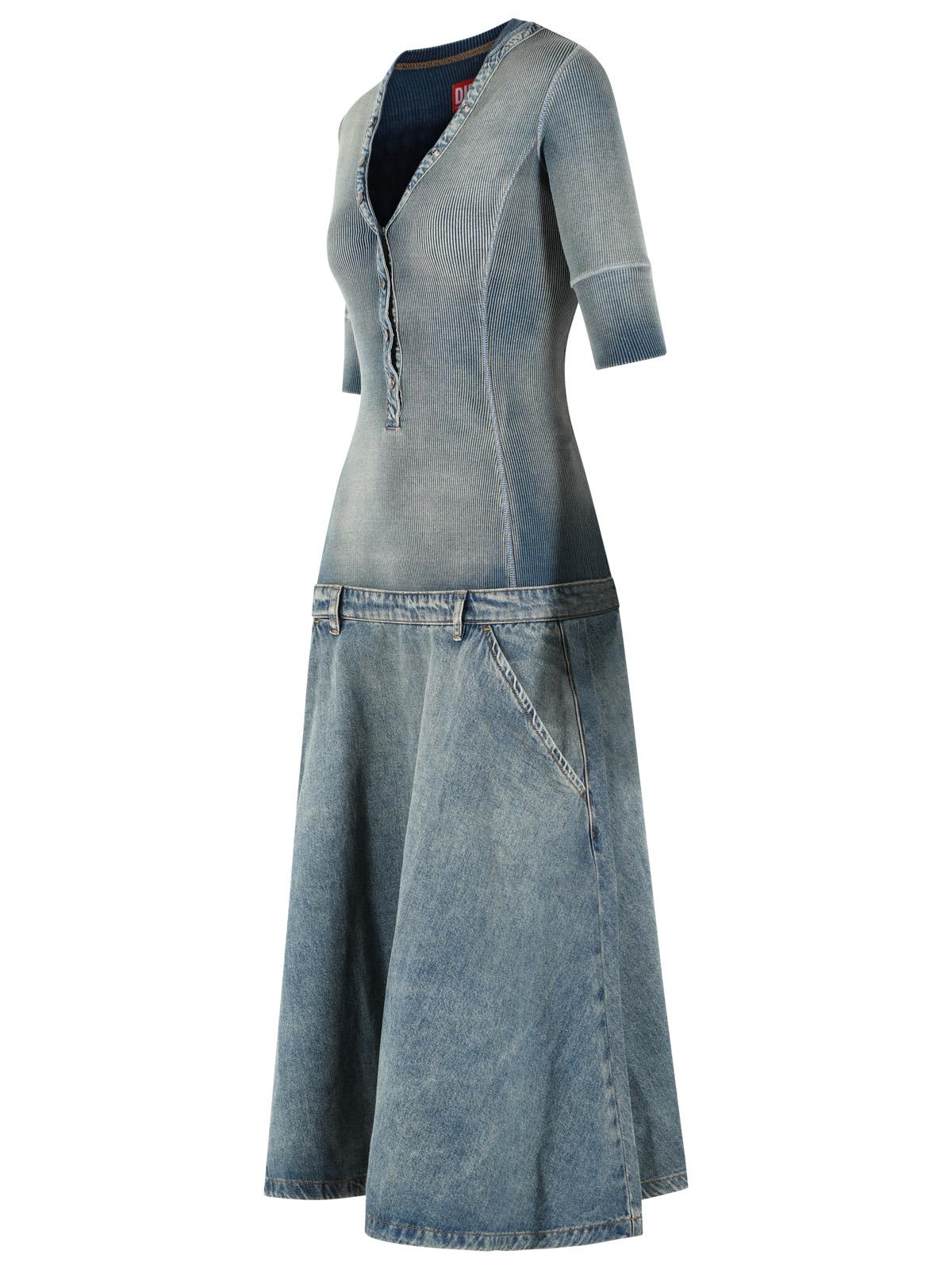 Diesel Low Waist 'De-Anim-S' Midi Dress In Blue Knit And Denim Women DIESEL