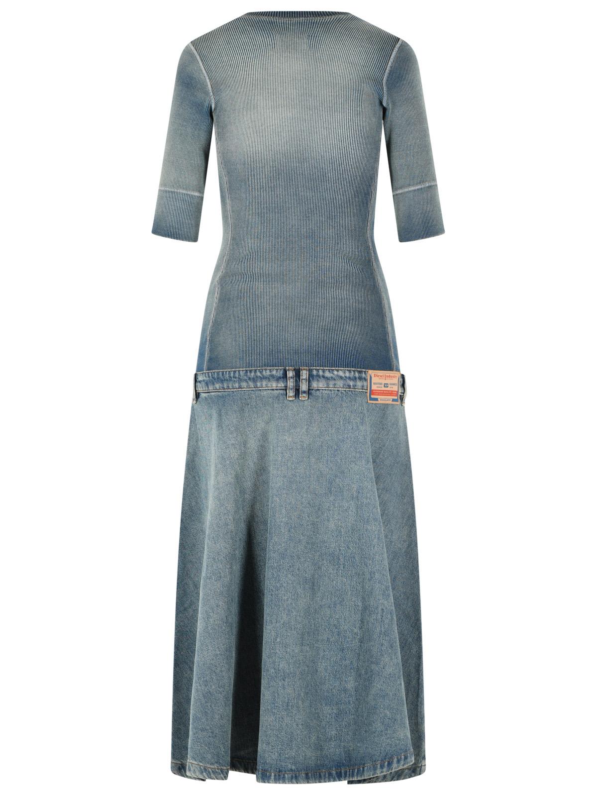 Diesel Low Waist 'De-Anim-S' Midi Dress In Blue Knit And Denim Women DIESEL