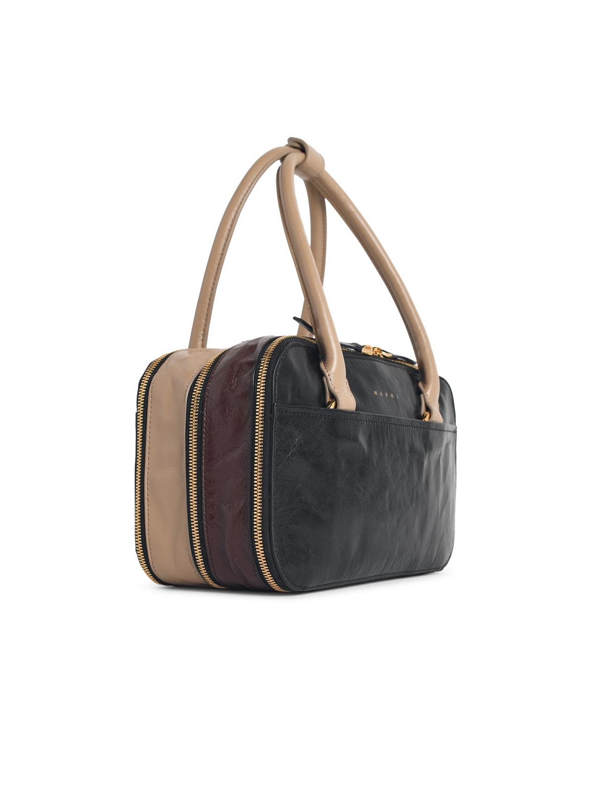 Marni Small 'Boxyne' Bag In Black Brown And Taupe Leather Women MARNI