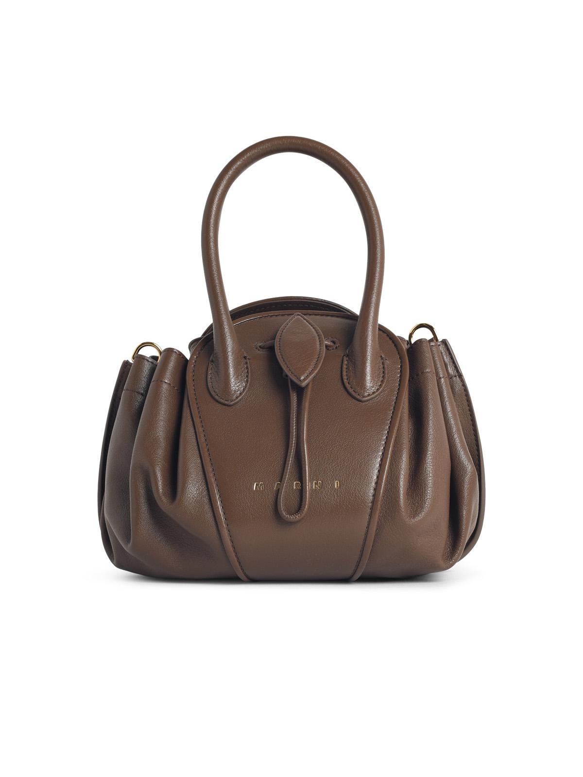 Marni Small 'Tulipea' Brown Leather Bag Women MARNI