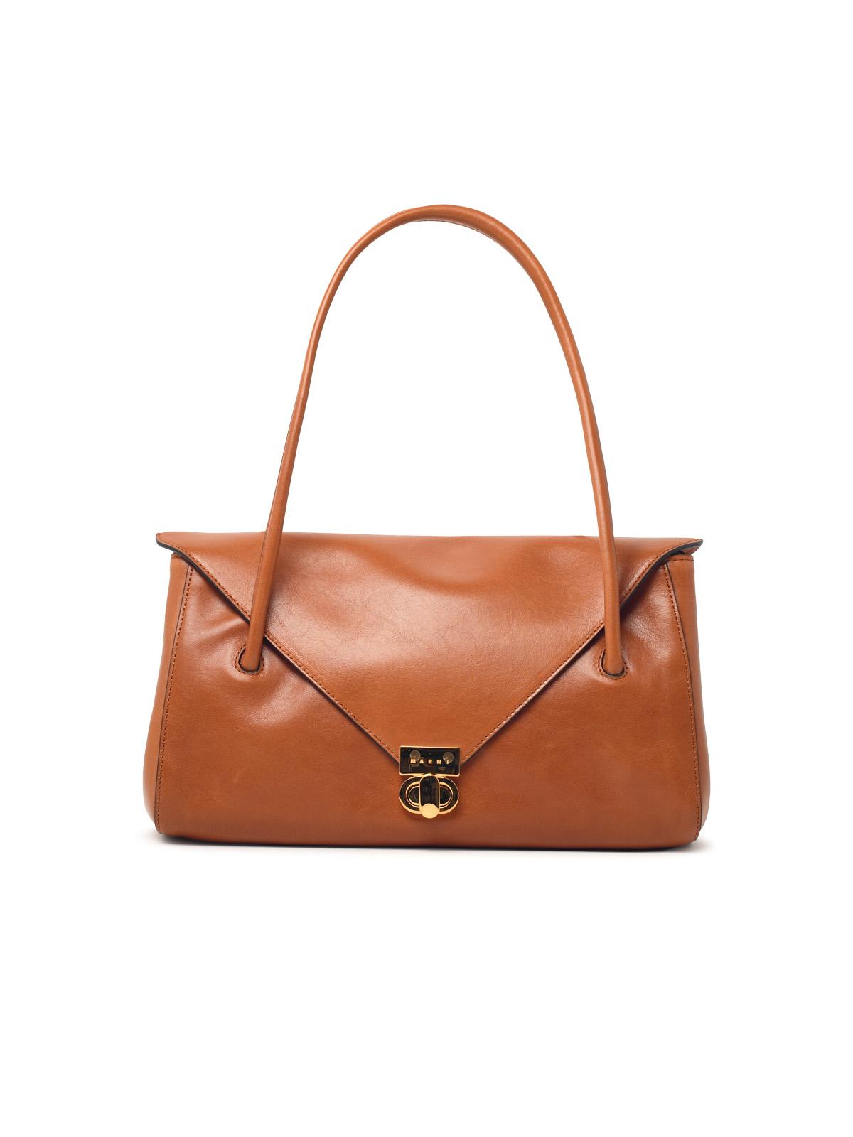 Marni 'E/W' Brown Leather Shoulder Bag Women MARNI