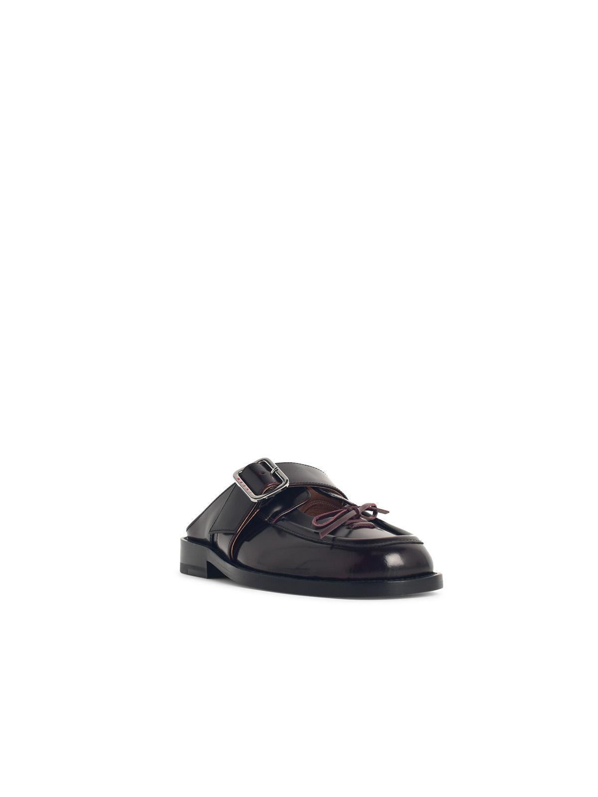 Marni Burgundy Leather Sabots Women MARNI