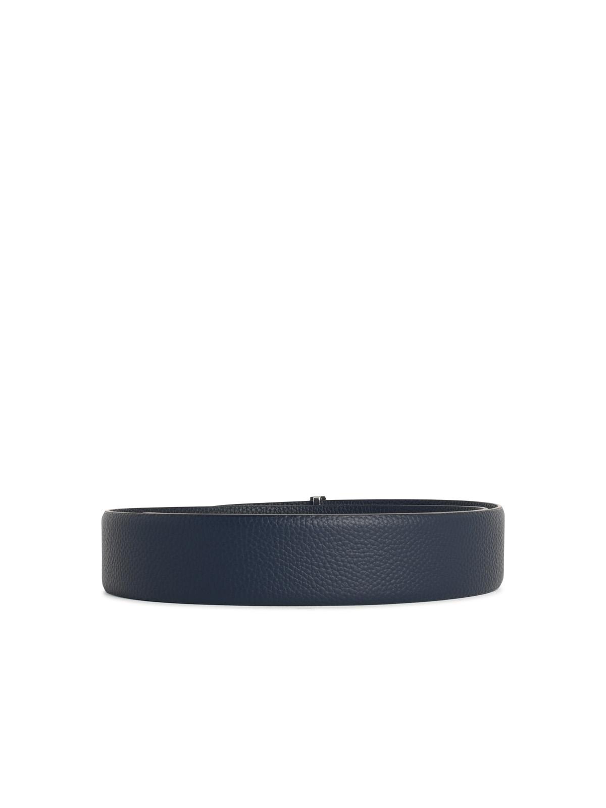 Tom Ford 'T Icon' Navy Leather Belt Men TOM FORD