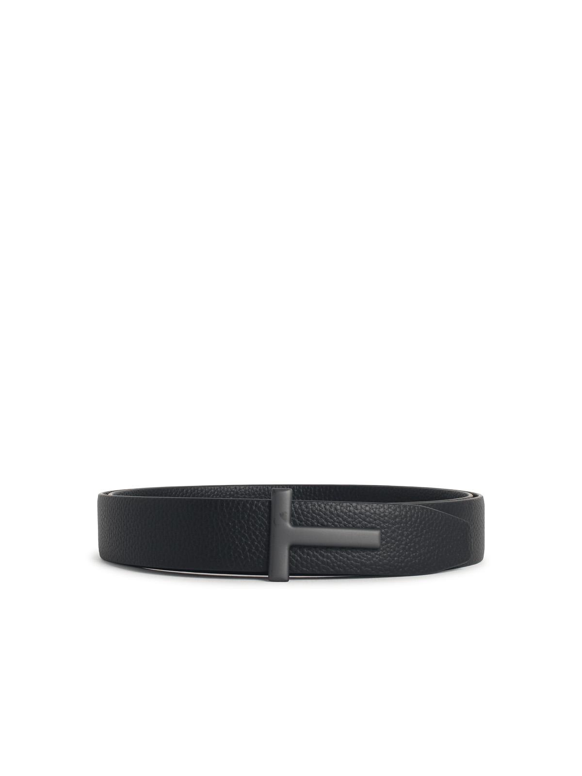 Tom Ford 'T Icon' Black Leather Belt Men TOM FORD
