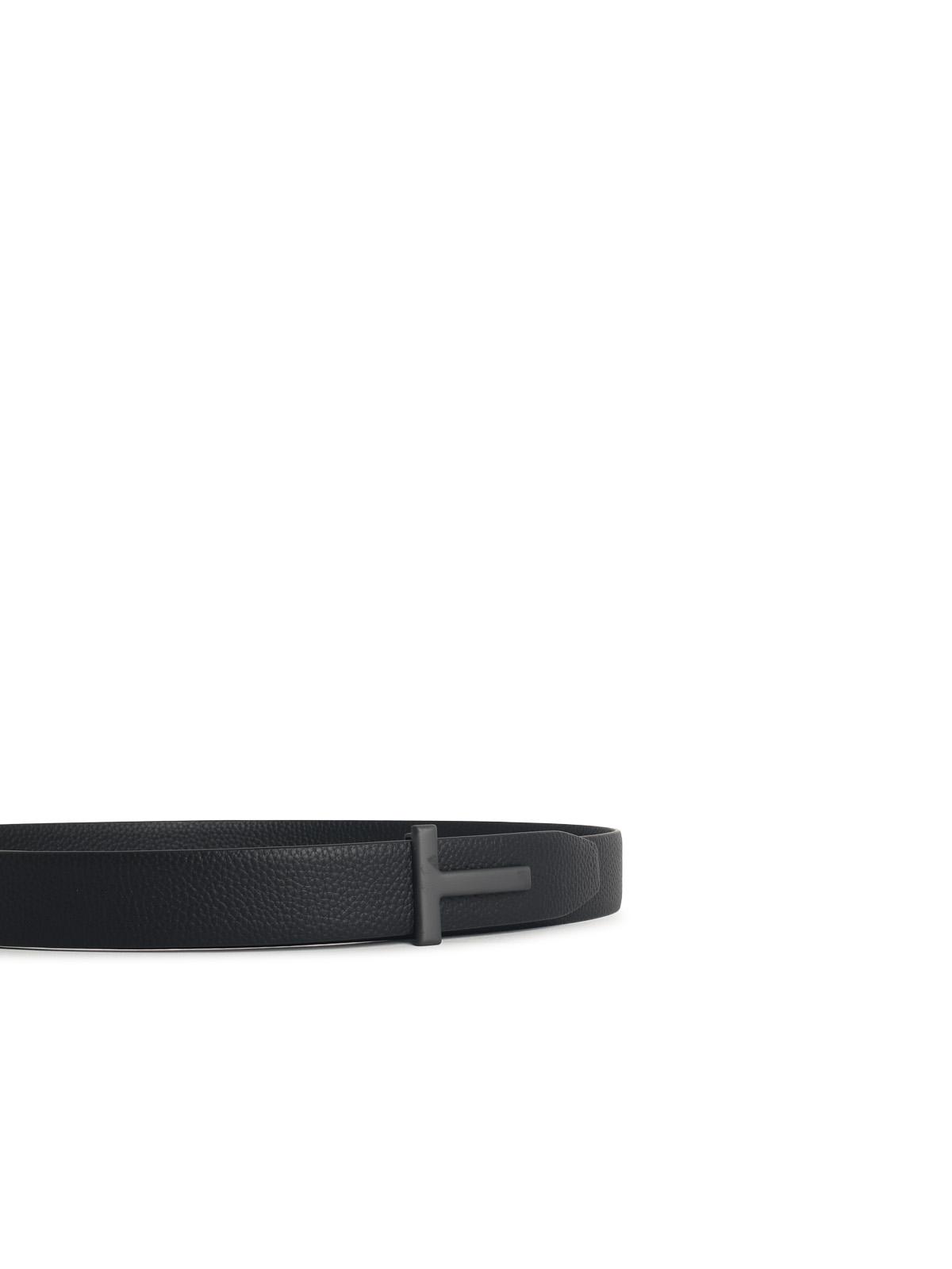 Tom Ford 'T Icon' Black Leather Belt Men TOM FORD