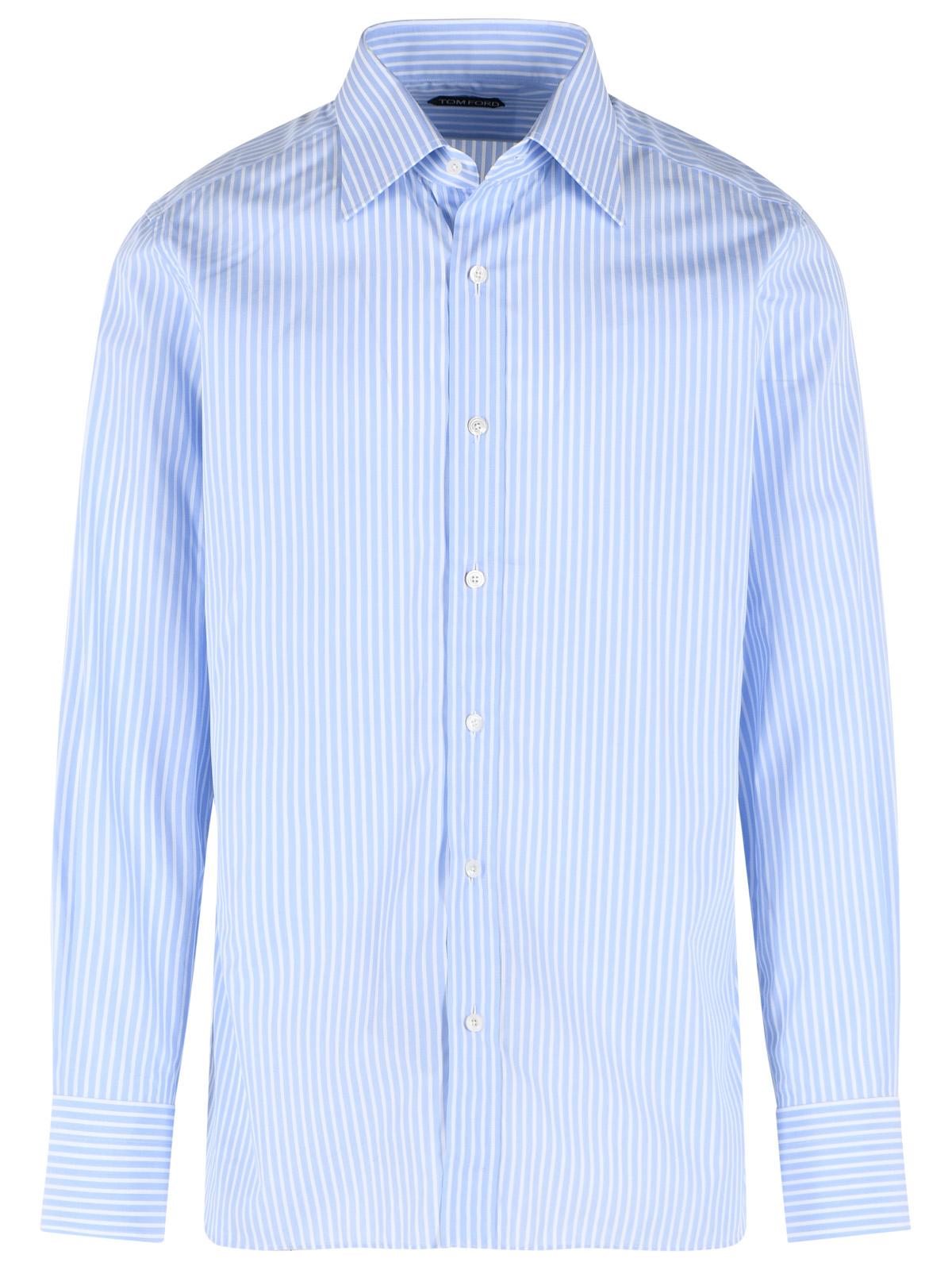 Tom Ford Light Blue And White Cotton Shirt Men TOM FORD