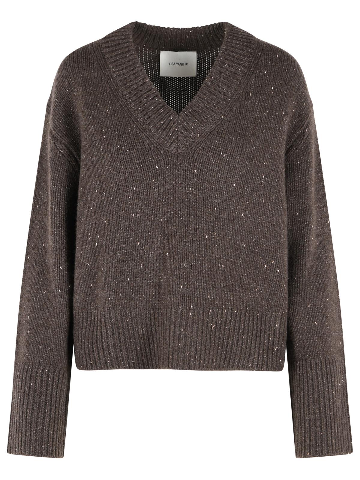 Lisa Yang 'Anella Sparkly' Cocoa Brown Cashmere Sweater Women LISA YANG