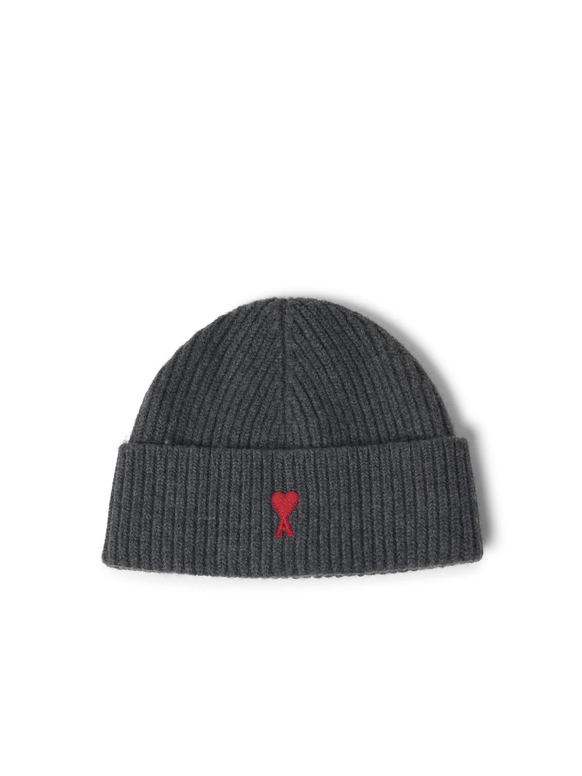 Ami Paris 'Ami De Cœur' Grey Cotton Beanie Men AMI PARIS