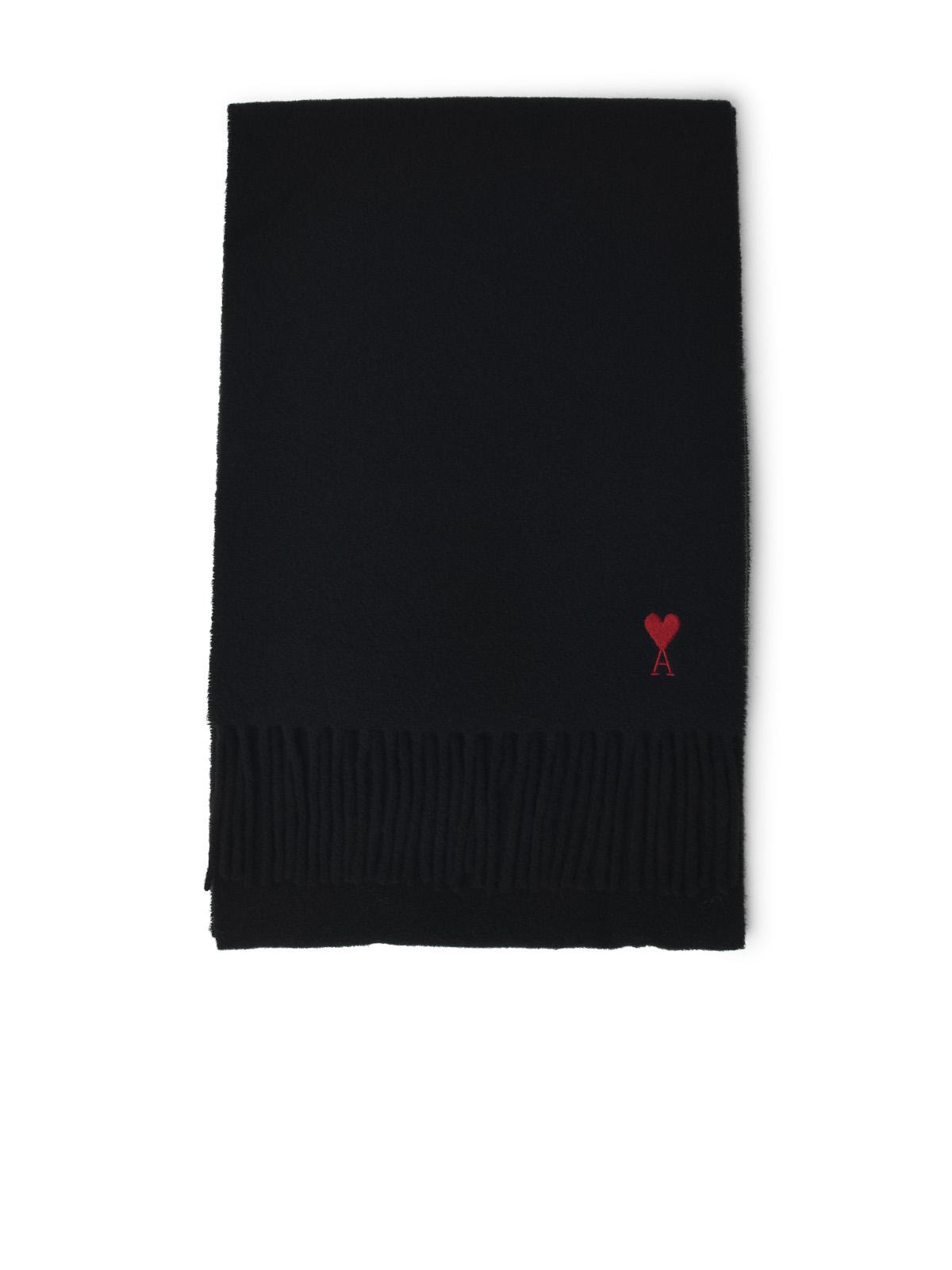 Ami Paris Black Wool Scarf Men AMI PARIS